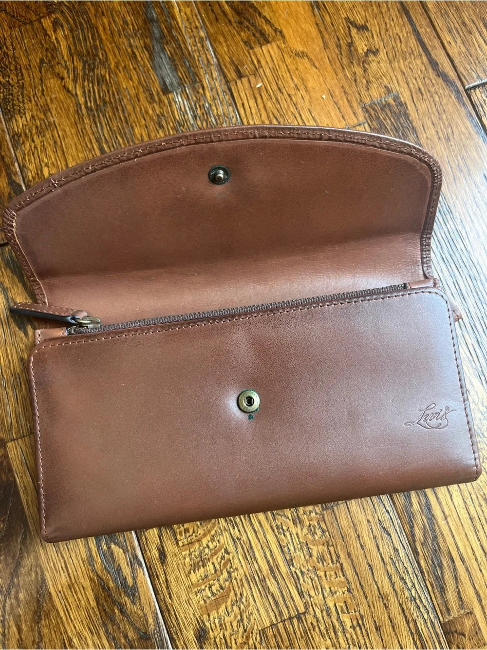 Levi’s Leather Clutch Wallet with Scroll Logo - Brown